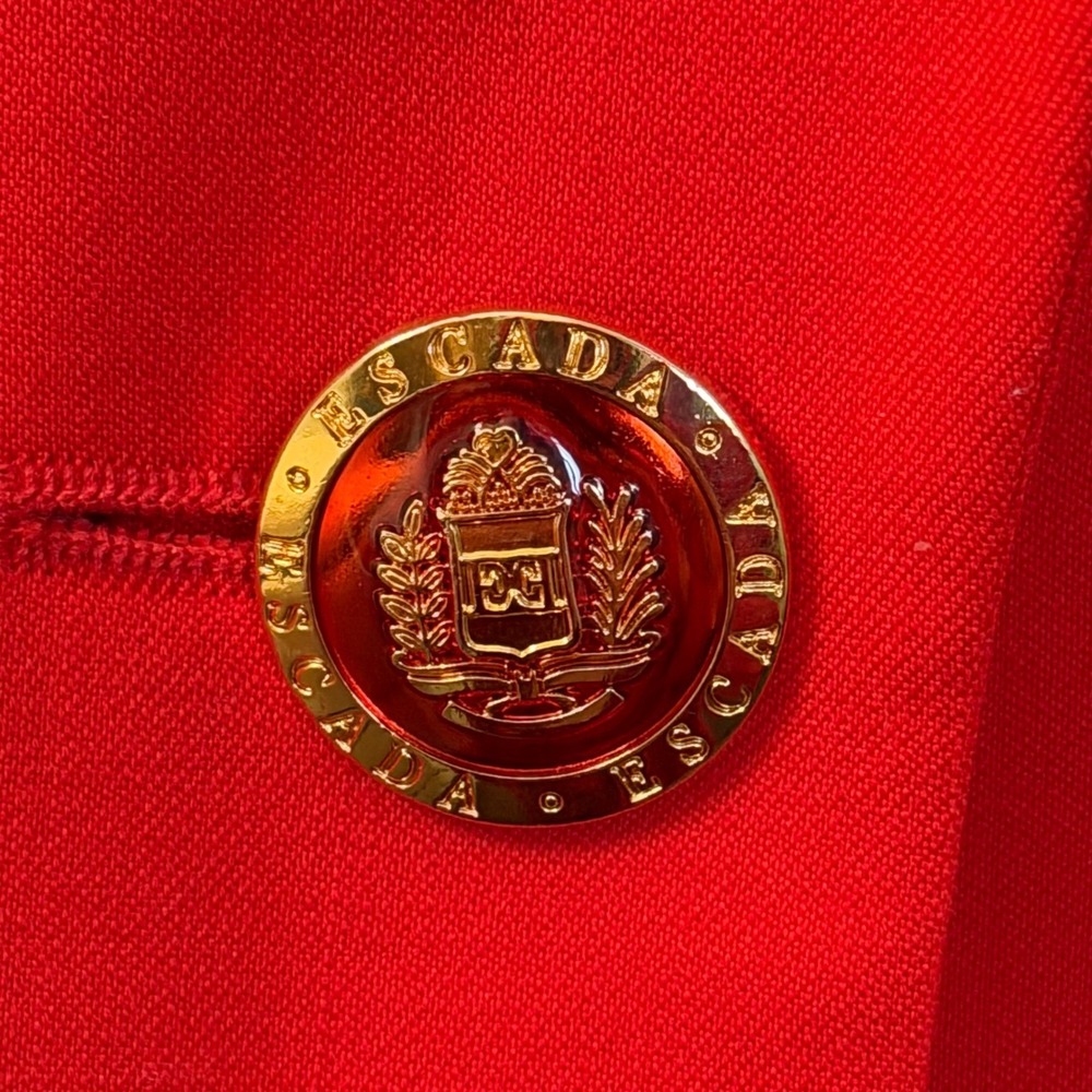 Escada Red Wool Blazer Jacket Women Size 38 / US8 Preppy Classic Quiet Luxury - Picture 3 of 5